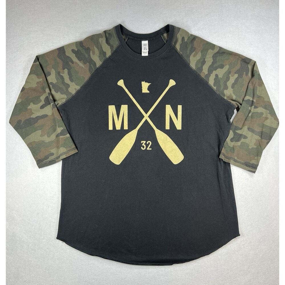 Sota Clothing Co Raglan Baseball T-shirt Black Camo Women’s Large MN Minnesota